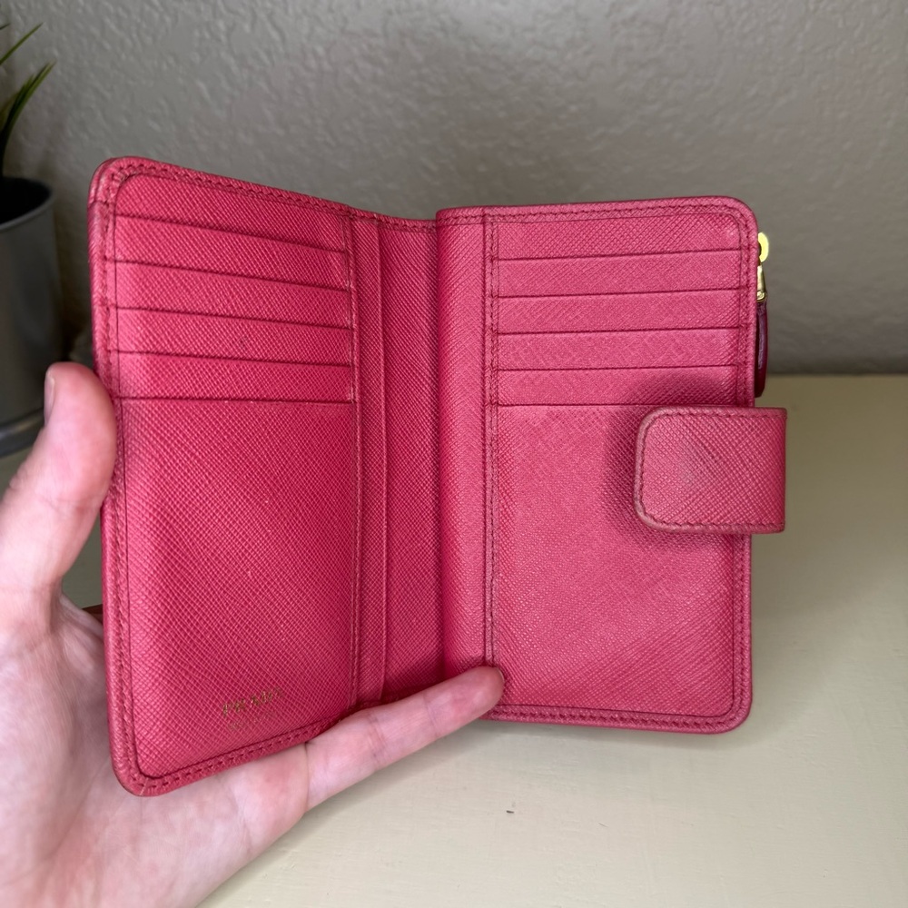 PRADA - Saffiano Leather Bifold Wallet - Pink - 62A - Picture 9 of 16